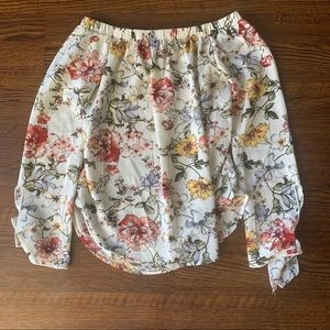 Off the shoulder long sleeve floral top